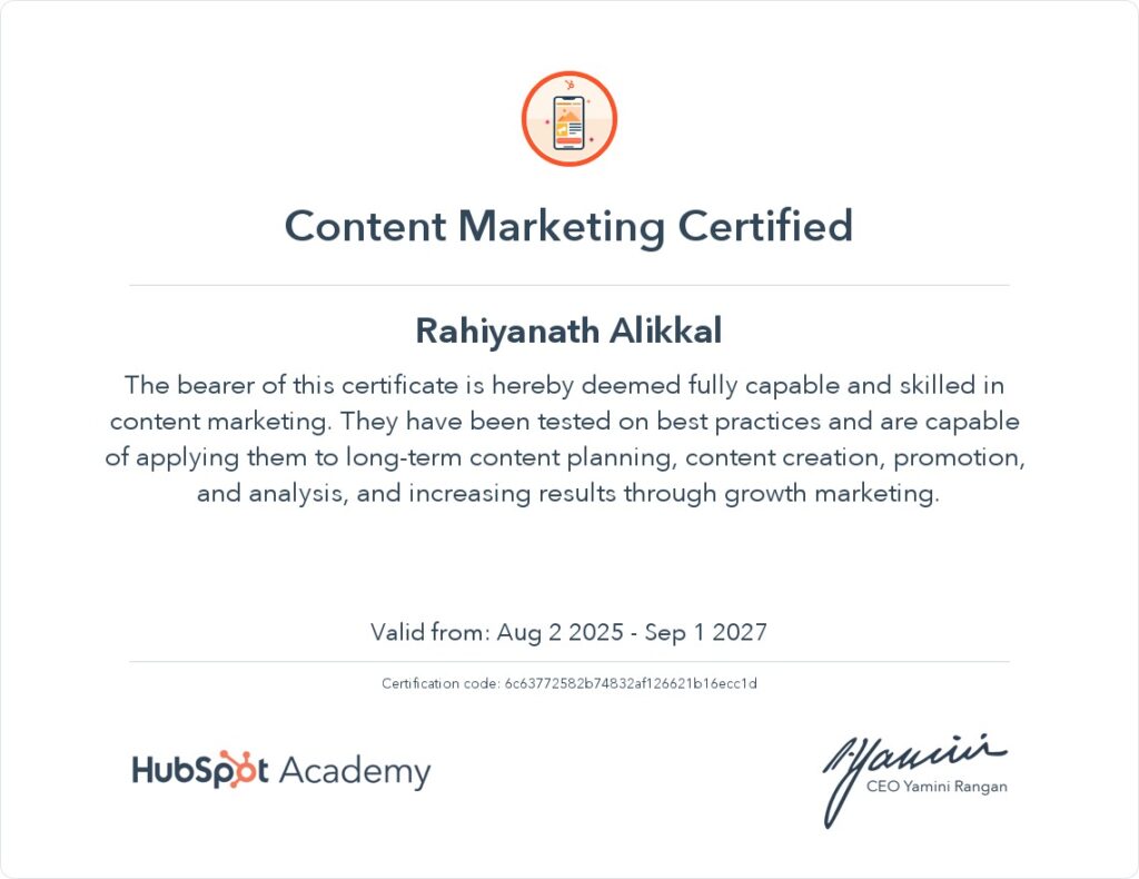hubspot content marketing certified best digital marketer in abu dhabi